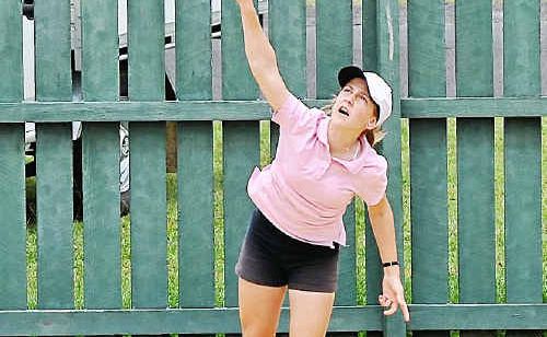 Christy Scott sends down a serve during a final played in Bundaberg. Scott is hoping a string of top results will boost her ranking. Christy Scott sends down a serve during a final played in Bundaberg. Scott is hoping a string of top results will boost her ranking.